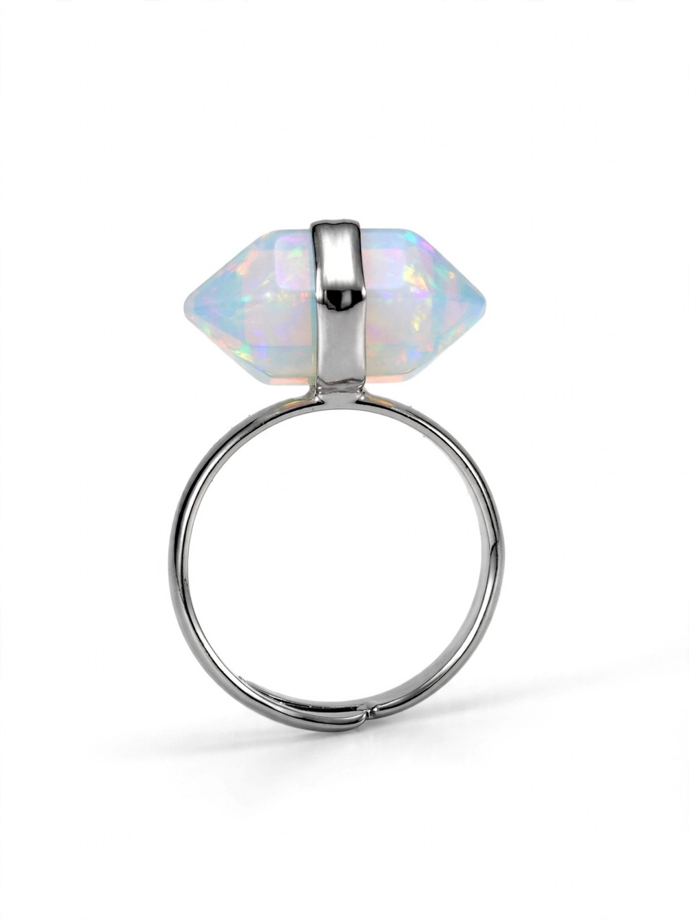 Opal Crystal Ring in Iridescent White